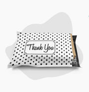 black and white polka dot thank you poly mailer shipping envelope