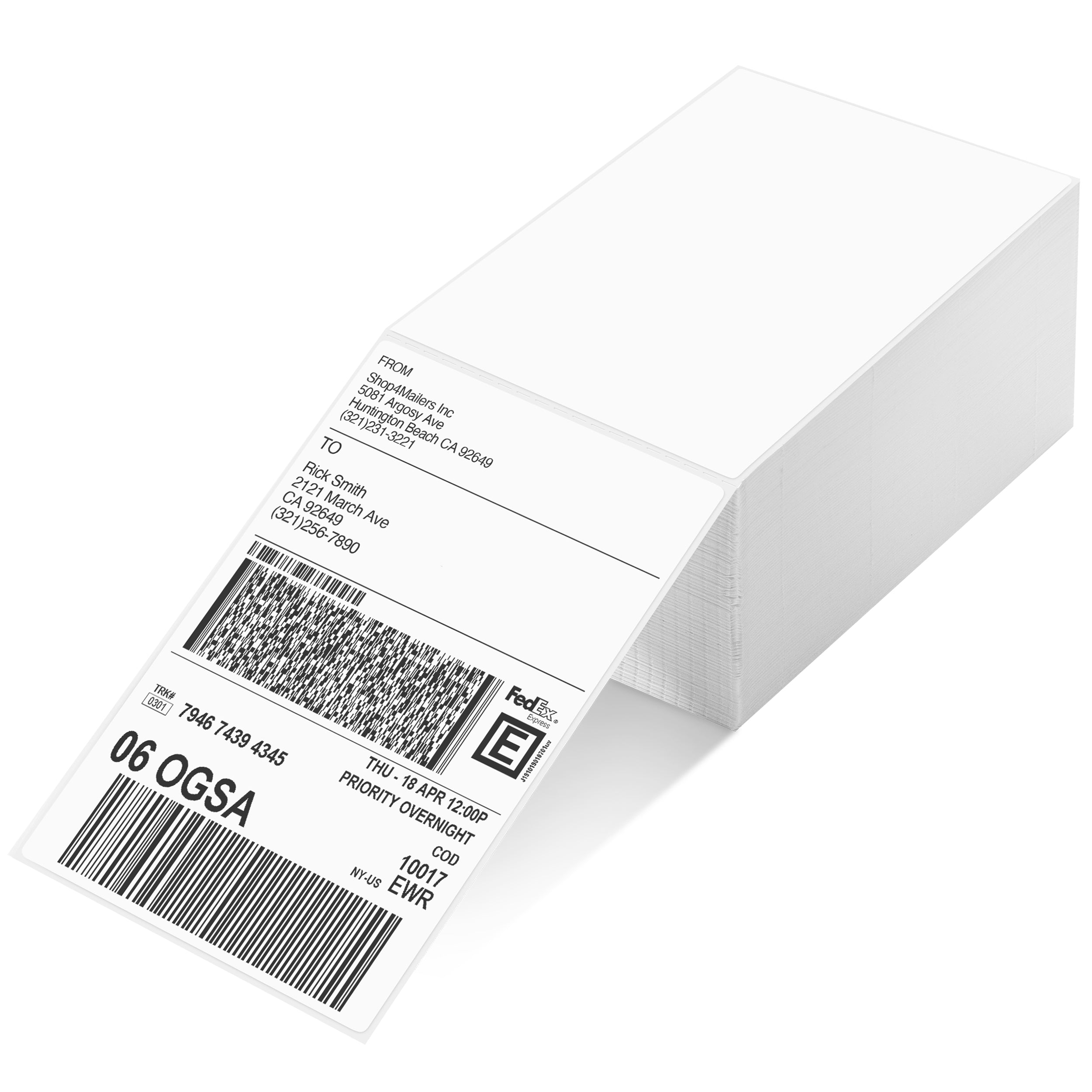 4 x 6 Thermal Transfer Paper Labels, Perforated, Opaque (Cover