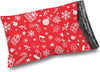 10 x 13 red christmas poly mailer with holiday gift pattern and self seal closure