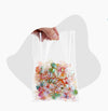 11 x 14 clear cellophane flat gift bag filled with colorful candies