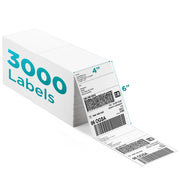 4x6 Fanfold Direct Thermal White Adhesive Perforated Postage Shipping Labels (3000 Pack)