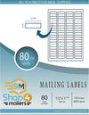 80-up white self adhesive mailing labels for shipping packages