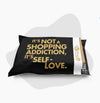 black poly mailer with gold it's not a shopping addiction it's self love text