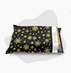 black and gold snowflake holiday poly mailer for ecommerce shipping